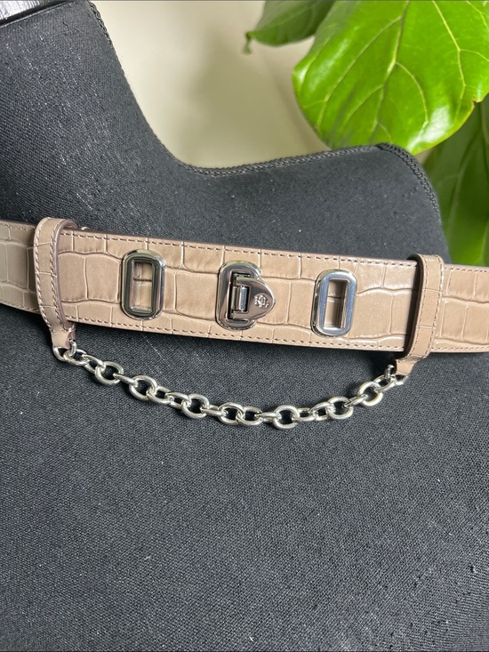 Lauren Ralph Lauren Women’s Flip-Lock Crocodile Embossed Wide Leather Belt M main image 9